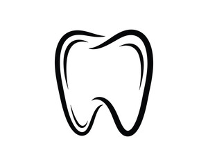 Stylized Tooth Icon Black Outline Dental Care Symbol Oral Hygiene Vector Illustration