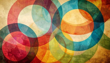 Fototapeta premium Abstract illustration of vibrant overlapping circles in a vintage background