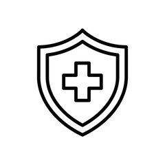 Fototapeta premium Insurance shield icon with medical cross symbol