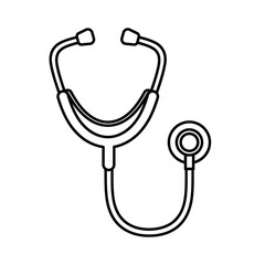 Medical diagnostics stethoscope icon in black outline style