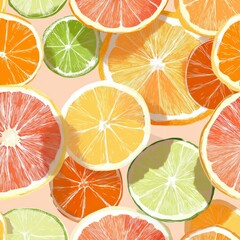 Fototapeta premium Fresh and juicy citrus fruit slices, a vibrant and colorful arrangement, perfect for any design