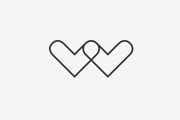 Letter W travel line art logo