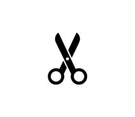 Minimalist black icon of a scissor