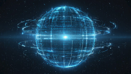 Obraz premium 3D animation of quantum bit lattice matrix expanding and contracting illustration. Ai generated.