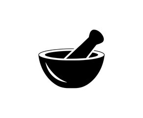 Black silhouette of mortar and pestle