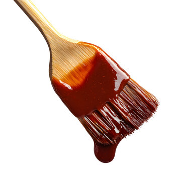 Paint brush with barbecue sauce dripping down, perfect for grilling and summer food themes Isolated on transparent background