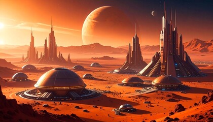 Futuristic city on Mars. Conceptual design