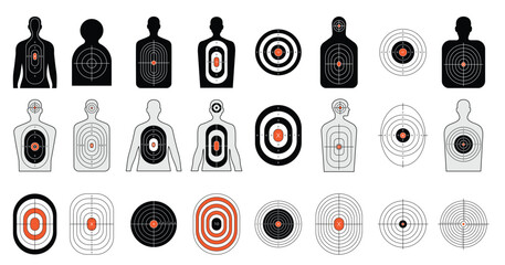 targets shapes templates forms shooting with military weapons bows darts shoot range paper recent vector © Madat