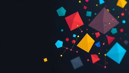 Abstract data visualization with vibrant geometric shapes, symbolizing business analytics on a dark background.