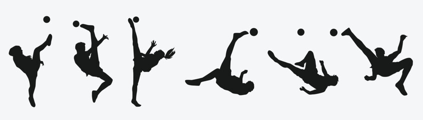 silhouette set sepak takraw with action different poses popular sport southeast asia vector