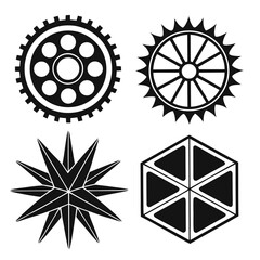 Fototapeta premium Black geometric shapes on white gear cogwheel