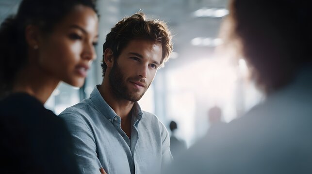 Team members discussing financial resilience strategy in the office long title A diverse group of professionals gathered in an office setting deeply - Powered by Adobe