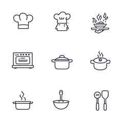 Coffee icon set featuring various food and drink vector illustrations for cafe menus and kitchen designs