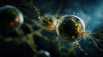 Exploring the dynamic interaction of algae cells with sunlight in a vibrant aquatic ecosystem