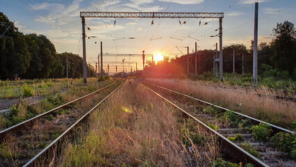 railway in the sunset