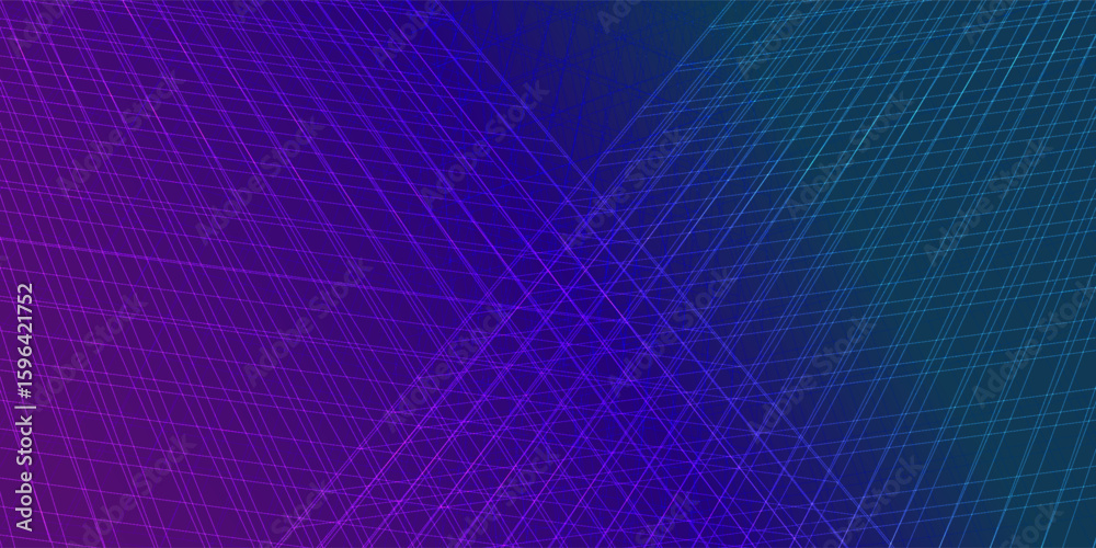 Aufkleber Abstract digital background with intersecting neon lines and a vibrant gradient from purple to teal. Modern geometric pattern with dynamic grid structure creating a futuristic tech visual.