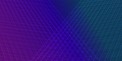 Abstract digital background with intersecting neon lines and a vibrant gradient from purple to teal. Modern geometric pattern with dynamic grid structure creating a futuristic tech visual.