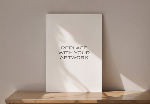Frame Interior Canvas Wall Art Poster Room Mockup Template Blank Paper Texture