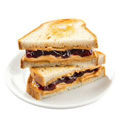 Toasted Peanut Butter and Jelly Sandwich Served on a Plate
