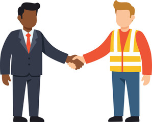 Fototapeta premium Two Men Shaking Hands Businessman in Suit and Worker in Safety Vest.