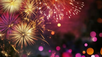 Fototapeta premium Happy 4th of July Banner design showing festive fireworks