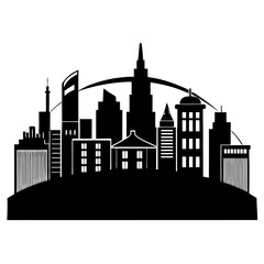 Naklejka premium Urban Skyline Silhouette Vector