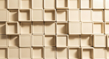 Fototapeta premium Abstract Beige Cube Grid Modern 3D Geometric Design, Subtle Shadows, and Textured Surface for Backgrounds and Visuals