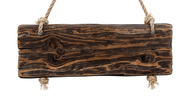 Rustic Wooden Sign with Rope Hanger