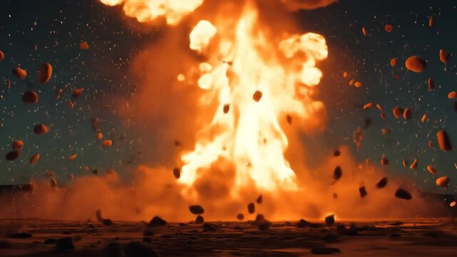Fiery explosion scene