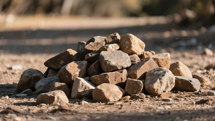 Stack of Stones in Dry Outdoor Landscape