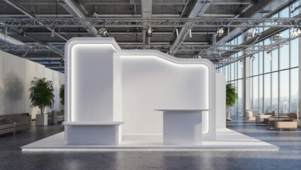 Modern Trade Show Booth in Exhibition Hall