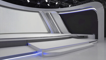 White minimalist stage on the exhibition	