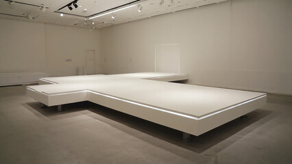 White minimalist stage on the exhibition	