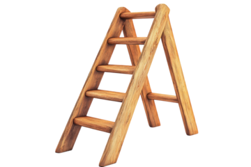 An inviting wooden ladder suggesting pathways to dreams growth and new heights against a solid on transparent background