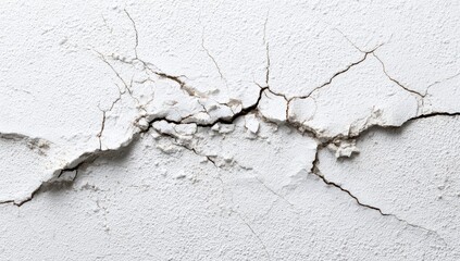 Cracked white wall texture flat lay top view with copy space concept for banner design, website backgrounds, and minimalist branding materials.
