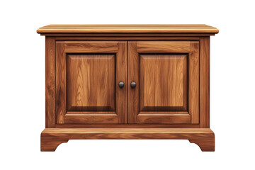 Artisan crafted wooden cabinet radiating rustic charm showcasing rich wood grain with solid on transparent background