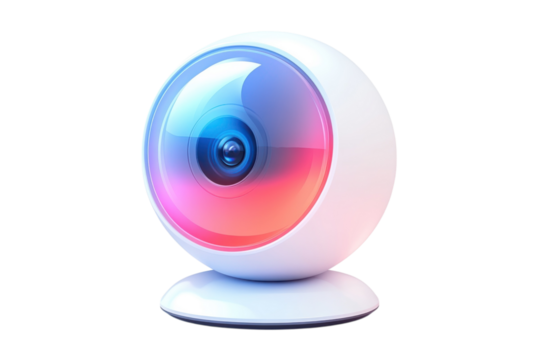 Captivating webcam a watchful eye poised for connection in a digital age of communication and on transparent background