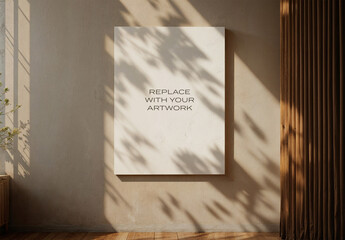 Frame Interior Canvas Wall Art Poster Room Mockup Template Blank Paper Texture