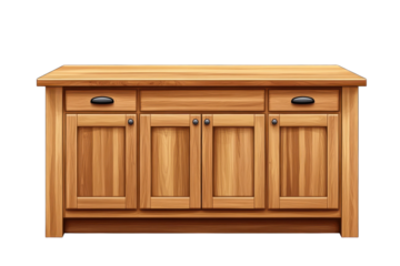 Elegant handcrafted kitchen island radiating warmth rustic charm a symbol of homely comfort on transparent background
