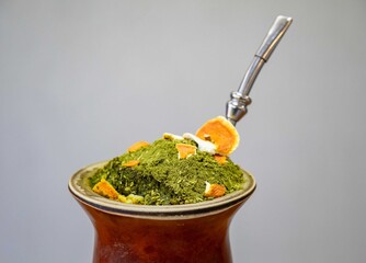 The most perfect, original and best yerba mate chimarrão in the world. With dehydrated orange peel...