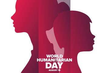 World Humanitarian Day. August 19. Holiday concept. Template for background, banner, card, poster with text. Vector EPS10 illustration.
