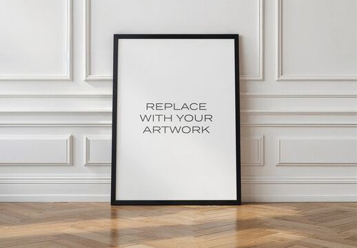 Frame Interior Canvas Wall Art Poster Room Mockup Template Blank Paper Texture