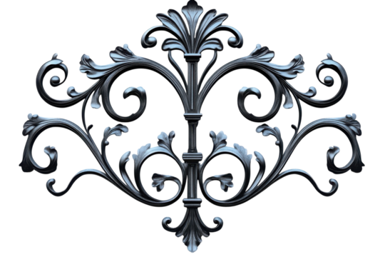 Intricate silver scrollwork unfolds with classic elegance like whispers of history etched in on transparent background - Powered by Adobe