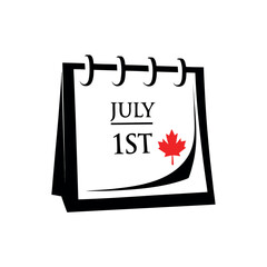 Canada Calendar Page Design with Marked Dates Vector Illustration for Print or Web