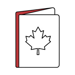 Canadian Passport Icon Red Cover with White Maple Leaf Symbol