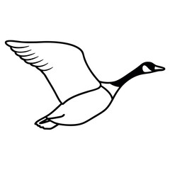 Flying Canadian Goose Silhouette Icon Design for Wildlife Nature and Canada Concepts