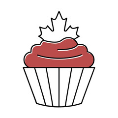 Cupcake with Maple Topping and Red Base Vector Illustration Design