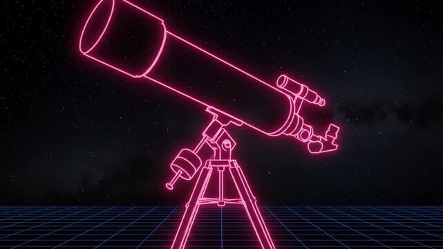 Neon pink telescope illustration