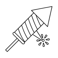 Angled fireworks launcher with sparks illustration of a celebratory device
