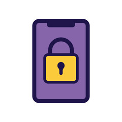 A smartphone displaying a large yellow padlock, symbolizing internet security and device protection.